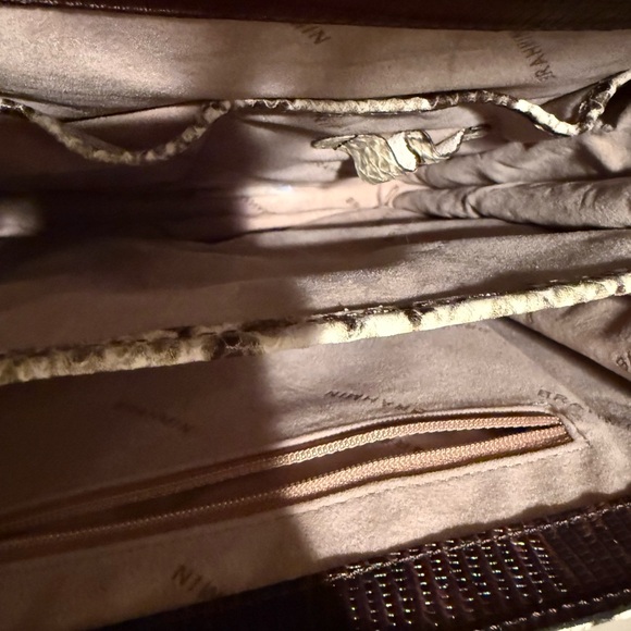 Brahmin Snakeskin Satchel in Cream and Brown with Gold Accents - Picture 8 of 8